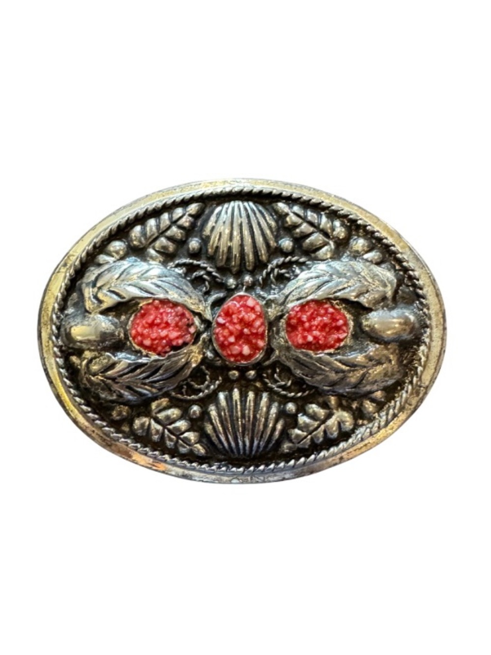 Alpaca Belt Buckle With Mosaic Cabochon Like Stones